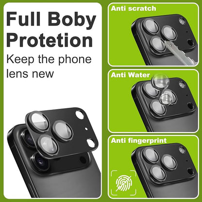 2-Pack Shatterproof Camera Lens Protector for iPhone 17 Pro Max |AR Tempered Glass Strong Adsorption Metal Camera Cover Screen(Silvery)