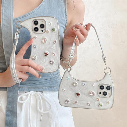 Ethereal Gemstone Aura Handbag for iPhone Case, Handbag Phone Case, for 15/16/17 ProMax (White,for 15plus)