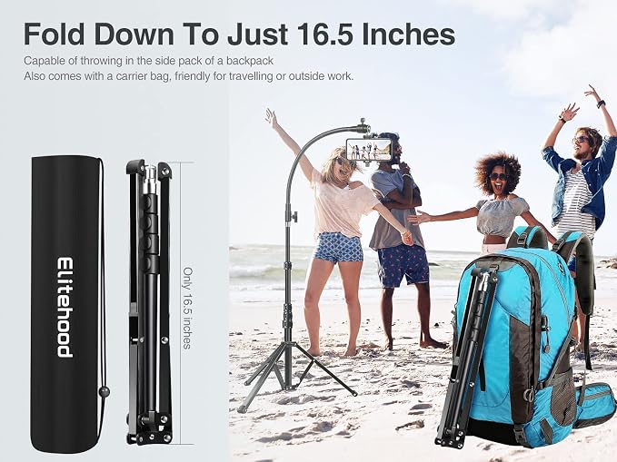 Elitehood 81" Tall Flexible Tripod Stand for iPhone with 17in Adjustable Gooseneck with Remote Compatible with iPhone 13 Pro Max / 13 Pro / 12 Pro Max, Android Phone