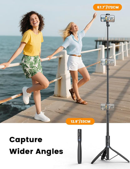 67.7" Camera Tripod with 1/4" Camera Mount & Light, NT99 Extendable Tripod Stand for Camera & GoPro Filming Vlogging, Travel Tripod Compatible with DSLR Camera
