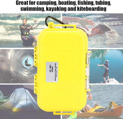 Tiiyee Small Waterproof Storage Case, Dry Box Protective Case Shockproof Survival Storage Container 6.29 * 3.54 * 1.57in Floating Hard Shell Wet Dry Box Airtight for Fishing Outdoor Gear