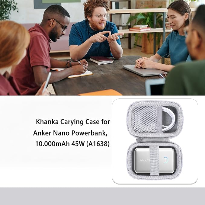 khanka Hard Case for Anker Nano 10000mAh 45W/A1665/A1664 Power Bank,White | EVA Hard Shell, Easy Carry Handle, Secure Custom Fit for Anker Nano Power Bank, 10,000mAh Portable Charger, Case Only