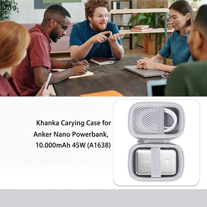 khanka Hard Case for Anker Nano 10000mAh 45W/A1665/A1664 Power Bank,White | EVA Hard Shell, Easy Carry Handle, Secure Custom Fit for Anker Nano Power Bank, 10,000mAh Portable Charger, Case Only