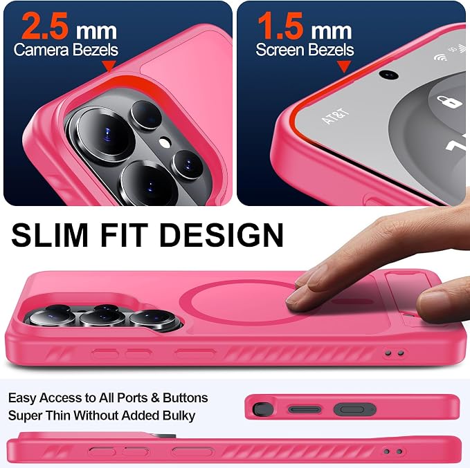 For Samsung Galaxy S26 Ultra Case with Kickstand,1*Screen Protector,[Compatible with Magsafe]Translucent Matte Military-Grade Protection,Magnetic Phone Case for Samsung Galaxy S26 Ultra,6.9"-Rosered