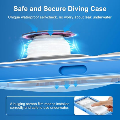 Beasyjoy Waterproof Phone Case, Underwater Phone Case for Snorkeling, Universal IPX8 Diving Pouch with Lanyard for iPhone Samsung Google Moto Series-NOT Fit Snugly Touchscreen Operated Only-Dark Blue