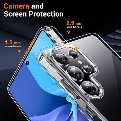 Temdan Designed for Samsung Galaxy S24 Ultra Case,[Built in Hidden Kickstand][Military Grade Drop Protection] [Never Yellowing] Slim Thin Phone Case for S24 Ultra Case - Crystal Clear