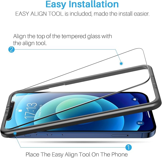 [3+3+1] LK 3 Pack iPhone 12 Screen Protector + 3 Pack Lens Protector with Alignment Frame, [9H] Tempered Glass, Scratch-Proof, Bubble-Free, Smooth Touch Screen Protector for iPhone 12, Clear, 6.1-inch
