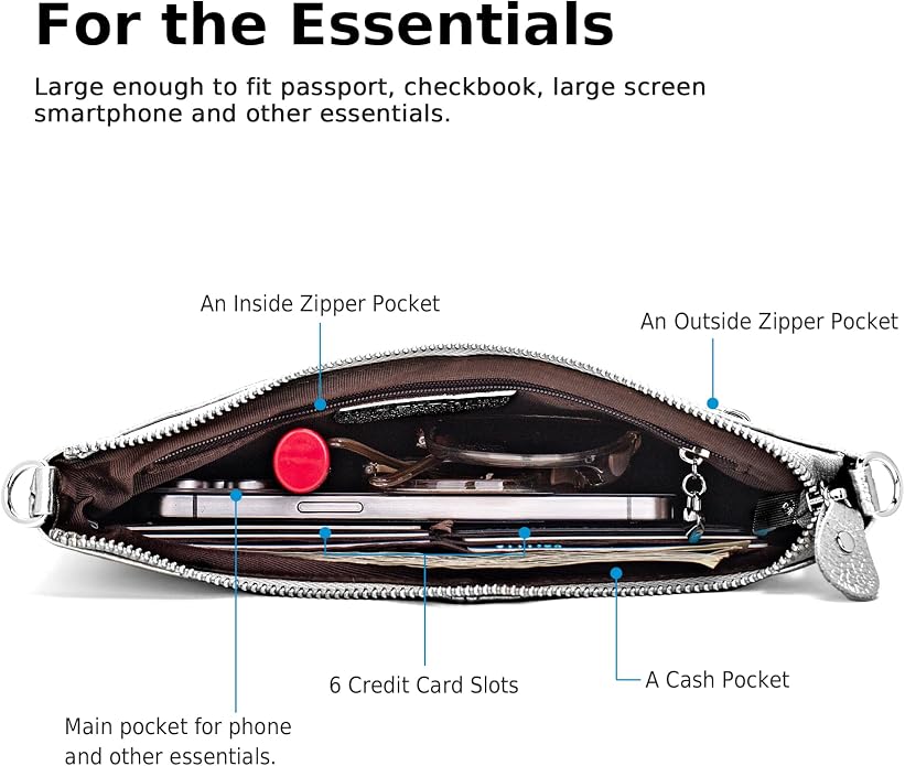 befen Genuine Leather Wristlet Clutch Wallet Purses Small Crossbody Bags for Women with RFID Blocking Card Slots