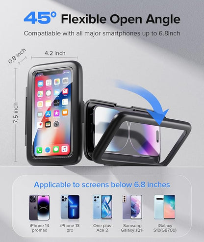LC-dolida Shower Phone Holder Waterproof 480 Rotation Phone Stand Case Mount for Bathroom Batheub Kitchen Wall Mirro Compatible with iPhone 17 16 15 14 13 Plus Pro Max XS XR up to 6.8" Cell Phone