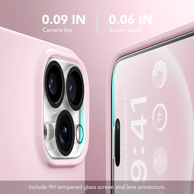 GONEZ for iPhone 15 Pro Max Case Silicone, Compatible with Magsafe, Camera Protector + Screen Protector, Soft Anti-Scratch Microfiber Lining, Liquid Silicone Shockproof Phone Cover, Chalk Pink