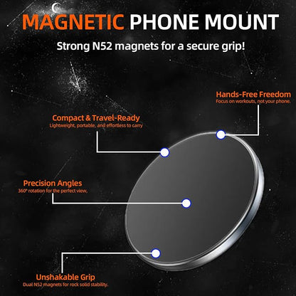 Magnetic Phone Holder for Gym - 360° Adjustable Alloy Base with N52 Magnets Both Sides, Compatible with MagSafe iPhone 12 13 14 15 16 & Android, Smartphone Mount for Metal Surfaces