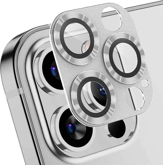 AFARER [2 Pack Camera Lens Protector for iPhone 12 Pro, Ultra HD Camera Lens Protector,Metal 9H Hardness Tempered Glass Cover,Anti-Scratch & Case Friendly for iPhone 12 Pro(Silver)