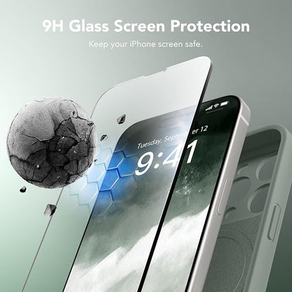 Magnetic for iPhone 13 Pro Case, Compatible with MagSafe, [Full Camera Protection][Screen Protector] Silicone Shockproof Protective Phone Case for iPhone 13 Pro 6.1", Calke Green