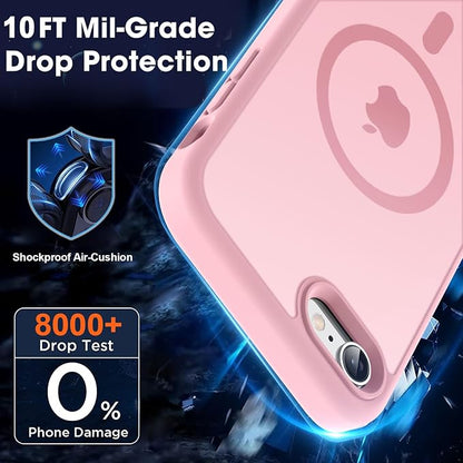MOCCA Strong Magnetic for iPhone SE Case 2022/iPhone SE 2020 Case/iPhone 7 Case/iPhone 8 Case [Compatible with Magsafe] Slim Thin Translucent Matte Protective Cover Phone Case 4.7'', Pink