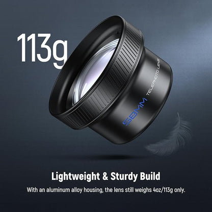NEEWER 58mm Telephoto Lens with 17mm Threaded Phone Camera Lens Clip, 6 Elements in 5 Groups 2X Magnification Compatible with iPhone Android Samsung for Portrait Photography, LS-71