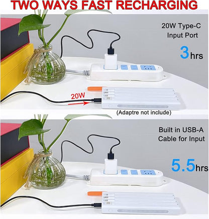 Portable Charger with Built in Cables,Mandarooker 10000mAh Power Bank with LED Lamp Fast Charging USB C External Battery Pack Phone Charger with LED Display for iPhone, Samsung and Cell Phones(White)