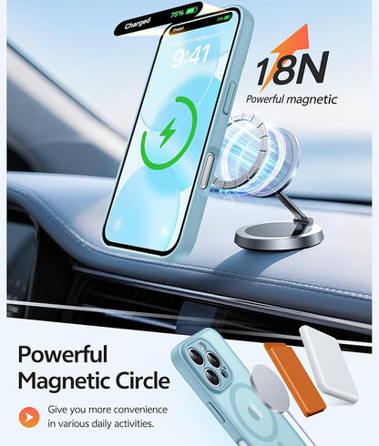 FNTCASE for iPhone 16 Pro Max Case, Fit for Magsafe, Glass Screen Protector | Full Camera Protection, Translucent Matte, 14FT Military Grade Drop Proof, Shockproof Protective Phone Cover, Teal