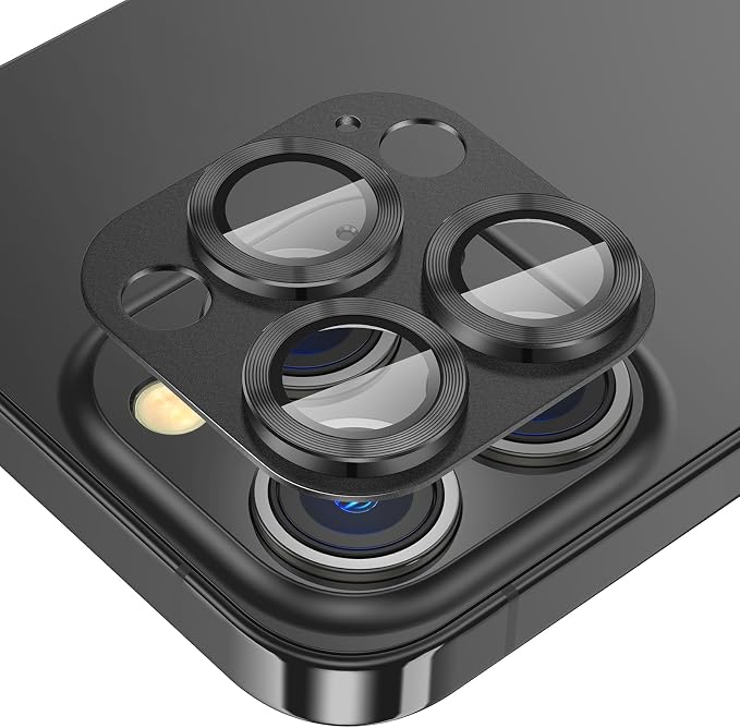 for iPhone 16 Pro/iPhone 16 Pro Max Camera Lens Protector - with Installation Tray, 9H Tempered Glass [Anti-Scratch] [Ultra HD Clear] Metal Individual Ring Camera Cover(Black Titanium)