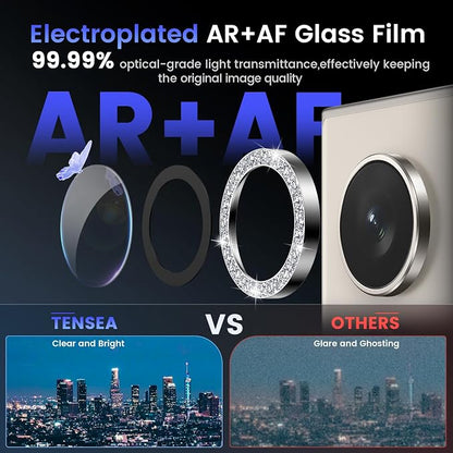 Tensea (3+2PCS for Samsung Galaxy S24 Ultra 5G Camera Lens Protector, 9H Tempered Glass Camera Cover Screen Protector Metal Individual Ring for S24 Ultra 5G 2024 [Installation Tray][Case Friendly]