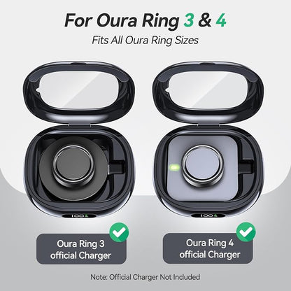 Tensea Portable Charging Case Compatible with Oura Ring Gen 4 & Gen 3, 2000mAh Wireless Power Station, Universal Fit, 30-Day Runtime Charger Accessories (Official Charger NOT Included)