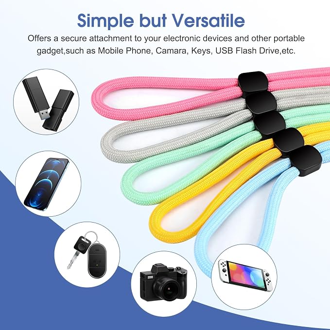 FrgKbTm Hand Wrist Strap Lanyard, Adjustable Nylon Colorful for Mobile Phone, Camara, USB Flash Drive, ID Name Tag Badge