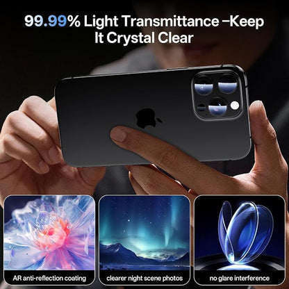 Camera Lens Protector for iPhone 16 Pro Max/iPhone 16 Pro-Single Piece,Ultra Thin Aluminum Alloy Frame,9H Dual-Strength Glass with 99% AR Light Transmittance,Case Friendly,Black Titanium