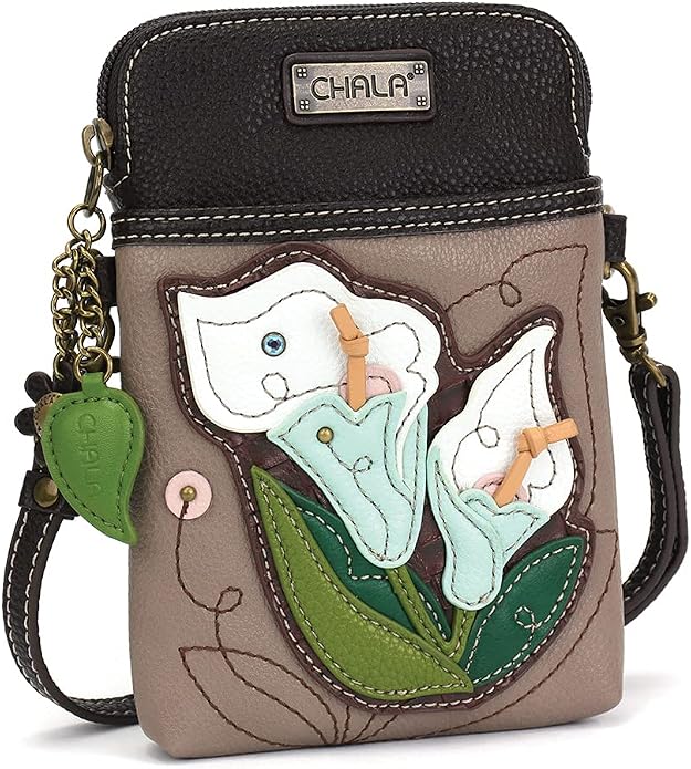 CHALA Plant Life Collection Cell Phone Crossbody Purse-Women PU Leather/Canvas Multicolor Handbag with Adjustable Strap