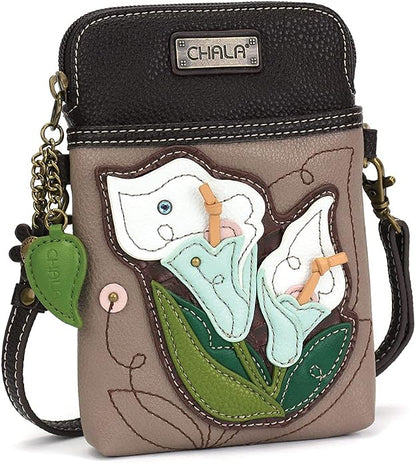 CHALA Plant Life Collection Cell Phone Crossbody Purse-Women PU Leather/Canvas Multicolor Handbag with Adjustable Strap