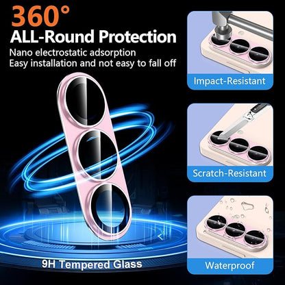 for Samsung Galaxy S26 Camera Lens Protector, Electroplated Matte Back with 9H Tempered Glass Lens Protector, [Strong Adsorption] [Case-Friendly] Metal Ring HD Clear Lens Cover, Pink