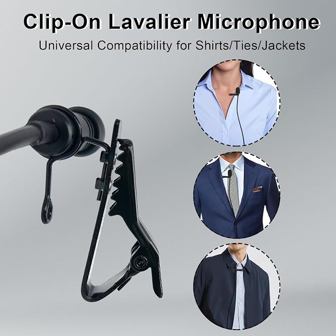 Lavalier Lapel Microphone Compatible with Sennheiser Wireless System Bodypack Transmitter EW100 G4 EW300 G1 G2 G3, EWD1, ME2, ME3, ME4 Omnidirectional Condenser Mic (3.5mm Screw Lock Plug)