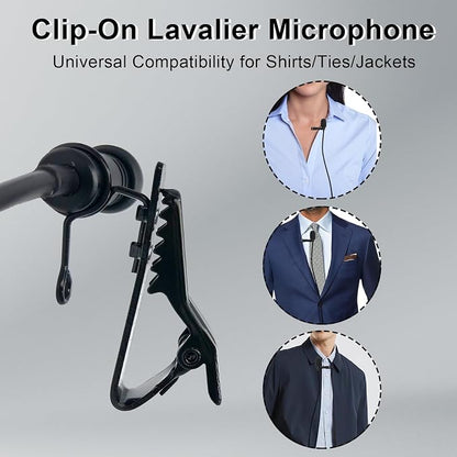 Lavalier Lapel Microphone Compatible with Sennheiser Wireless System Bodypack Transmitter EW100 G4 EW300 G1 G2 G3, EWD1, ME2, ME3, ME4 Omnidirectional Condenser Mic (3.5mm Screw Lock Plug)