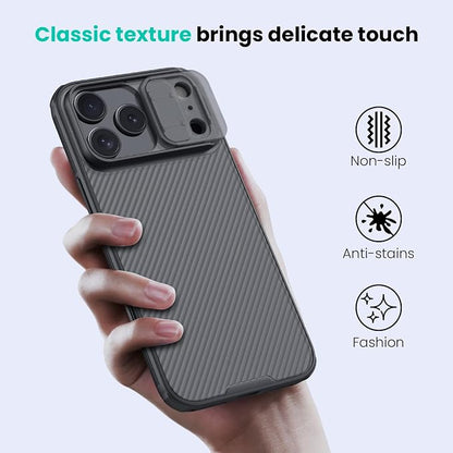 Nillkin for iPhone 17 Pro Max Case with Slide Camera Cover, Thin Slim Fit, Shockproof Protective, Protector Privacy, Phone Case iPhone 17 Pro Max Camera Lens Protector 6.9 inch, Transparent Black