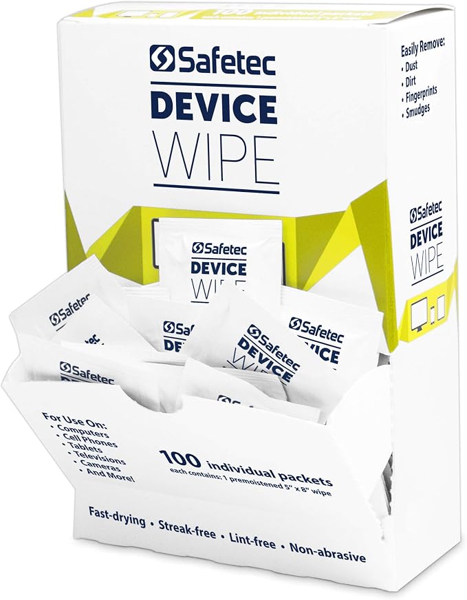 Safetec Device Wipes for Cellphones, Tablets & Screens (4 Pack of 100ct Wipes - 400 Cleaning Cloths)