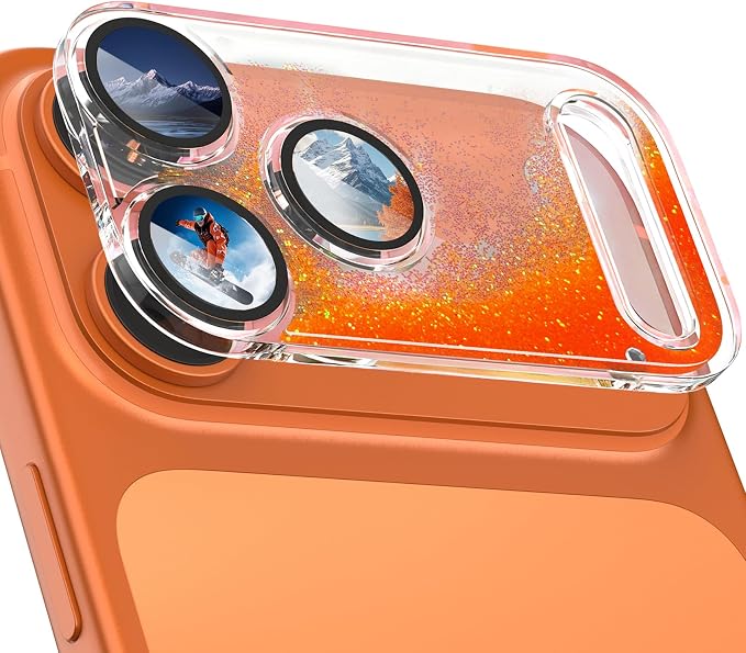 surundo for iPhone 17 Pro Max Camera Protector, Bling Glitter Camera Cover Design Flowing Liquid Quicksand, [Not Easy to Fall] [Strong Adsorption] 9H Tempered Glass Lens Cover Stylish Accessories