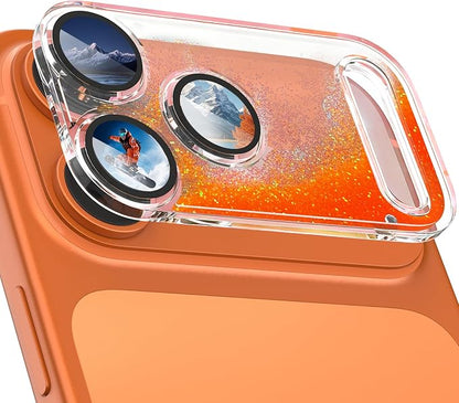 surundo for iPhone 17 Pro Max Camera Protector, Bling Glitter Camera Cover Design Flowing Liquid Quicksand, [Not Easy to Fall] [Strong Adsorption] 9H Tempered Glass Lens Cover Stylish Accessories