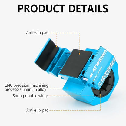 Bike Phone Holder, Motorcycle Phone Mount, Aluminum Alloy Bicycle Handlebar Cell Phone Stand, 360°Rotate Ebike Scooter Phone Clamp Clip, Suitable for 4.5-7.0" Smartphones (Blue)