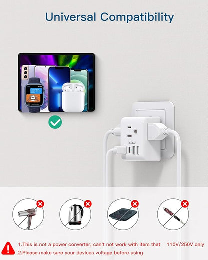 1 Pack European Travel Plug Adapter, International Power Plug Adapter | International Power Adapter, Type C Plug Adapter Travel Essentials to Most Europe EU Spain Italy France Germany, 1 Pack