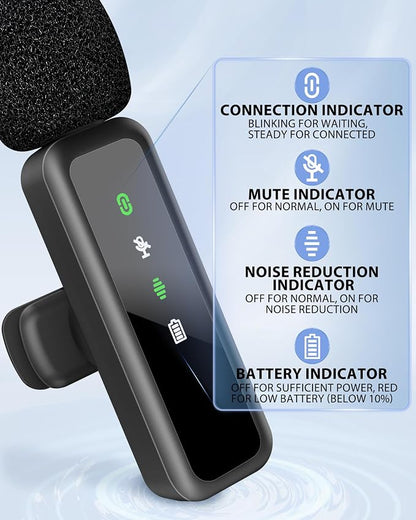 3 in 1 Wireless Lavalier Microphone for iPhone, Mini Lapel Mic with Mute/Reverb/Noise Reduction, for Android Phone, Camera, PC, Laptop, Video Recording, Streaming, Interview, Vlogs,100ft Range