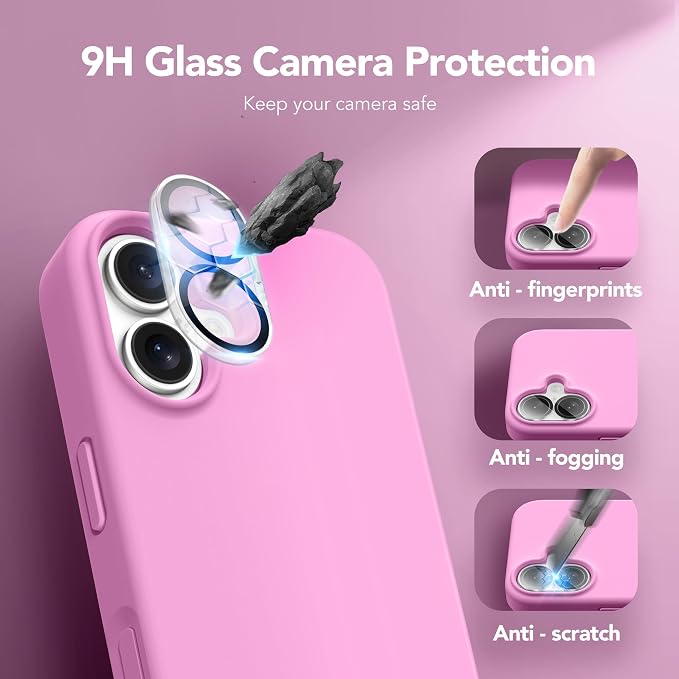 GONEZ Magnetic for iPhone 16 Case, Compatible with MagSafe, [Screen Protector + Camera Lens Protector], Liquid Silicone Shockproof Protective Phone Case for iPhone 16 6.1", Cherry Blossom