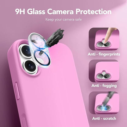 GONEZ Magnetic for iPhone 16 Case, Compatible with MagSafe, [Screen Protector + Camera Lens Protector], Liquid Silicone Shockproof Protective Phone Case for iPhone 16 6.1", Cherry Blossom