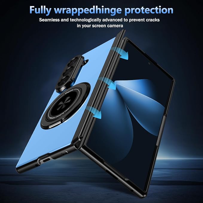 Hekodonk for Galaxy Z Fold 8 Ultra Case with 360 Rotatable Stand,[Compatible with MagSafe][Front Screen Protector],Magnetic Ring Holder with Hinge Protective Case for Samsung Z Fold 8 Ultra,Blue