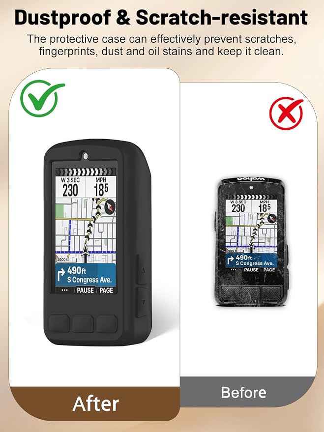 Silicone Protective Case for Wahoo ELEMNT Bolt V3 Cycling Computer, Full-Body Protective Cover with Precise Cutout, Shockproof Dustproof Protector Sleeve & Scratch-Resistant Sleeve (Black)