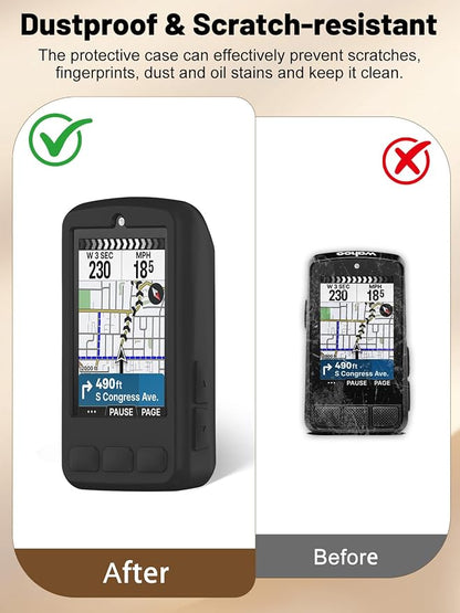 Silicone Protective Case for Wahoo ELEMNT Bolt V3 Cycling Computer, Full-Body Protective Cover with Precise Cutout, Shockproof Dustproof Protector Sleeve & Scratch-Resistant Sleeve (Black)