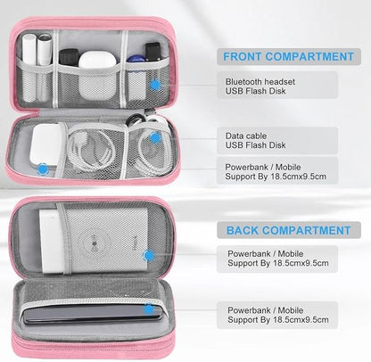 ZINMARK Portable Cable Organizer Case,Travel Pouch with Double-Layer Storage for Cables,Chargers,Earbuds & Phone,Pink