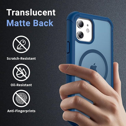 jaroco Magnetic for iPhone 12/12 Pro Case, [Compatible with MagSafe][Military Grade Drop Protection][Heavy Duty Protection][Non-Slip][Shockproof] 2-Layer Durable Bumper Phone Case 6.1''-Deep Blue
