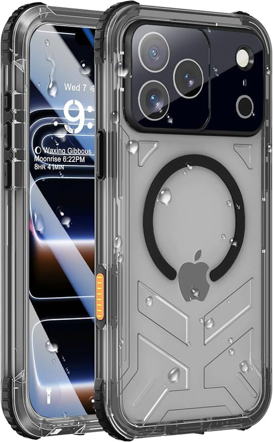 for iPhone 17 Pro Waterproof Case with Magsafe, Built-in [Camera & Screen Protector] [Lanyard], IP68 Water Proof Full Body Dustproof Heavy Duty Frosted Protective Phone Cover, 6.3" Black