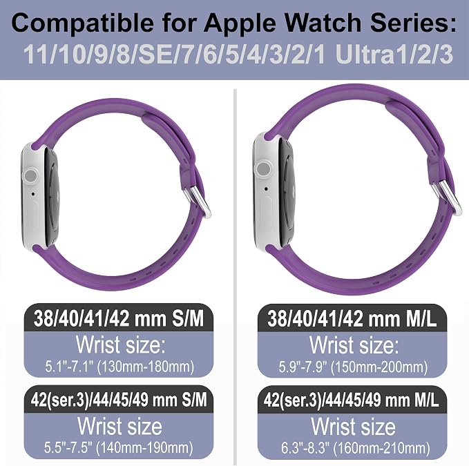 Faith Over Fear Watch Band compatible with Apple Watch Laser Engraved iWatch Band Silicone 38mm 40mm 41mm 42mm 44mm 45mm 49mm Strap Jesus Psalm Christian God (44/45/49mm S/M, Purple)