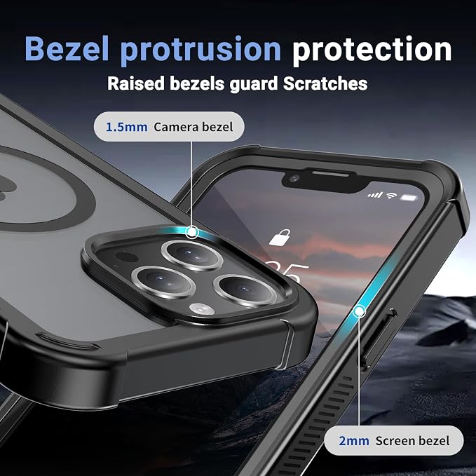 jaroco Magnetic for iPhone 13 Pro Max Case, [Compatible with MagSafe][Military Grade Drop Protection][Heavy Duty Protection][Non-Slip][Shockproof] 2-Layer Durable Bumper Phone Case 6.7''-Black