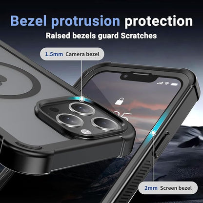 jaroco Magnetic for iPhone 13 Pro Max Case, [Compatible with MagSafe][Military Grade Drop Protection][Heavy Duty Protection][Non-Slip][Shockproof] 2-Layer Durable Bumper Phone Case 6.7''-Black