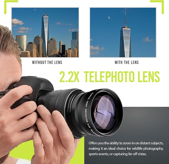 Ultra Deluxe Lens Kit for EOS M6 II, EOS M50 II, EOS M200 with 15-45mm Lens, EOS R10, EOS R50, EOS R100 with 18-45mm, Fuji X100V - Includes: 7pc 49mm Filter Set + 49mm Wide Angle and Telephoto Lens